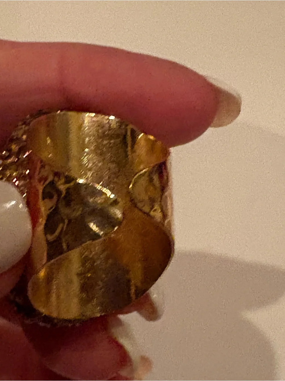 Raw Green Stone Statement Cuff Ring Gold Tone Crystal Pave Adjustable